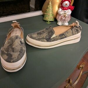 Ron White Leather Camouflage Italian Gold Sparkle Slip-on Loafers Leisure Casual